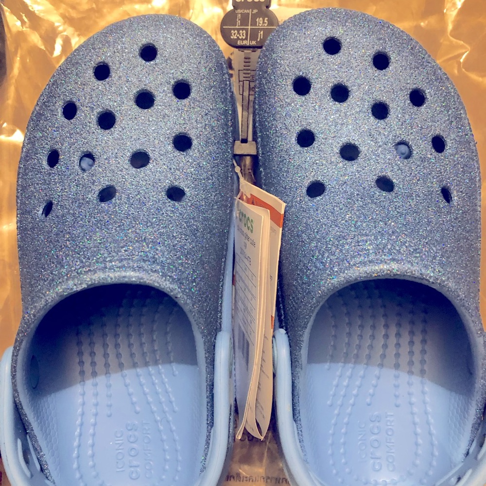 Croc kids wedge glitter clog